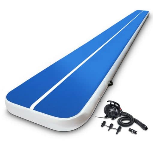 Everfit 8X1M Inflatable Air Track Mat 20CM Thick with Pump Tumbling Gymnastics Blue