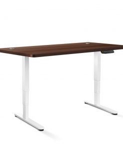 Electric Motorised Height Adjustable Standing Desk - White Frame with 160cm Walnut Top