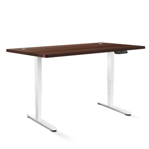 Electric Motorised Height Adjustable Standing Desk - White Frame with 160cm Walnut Top