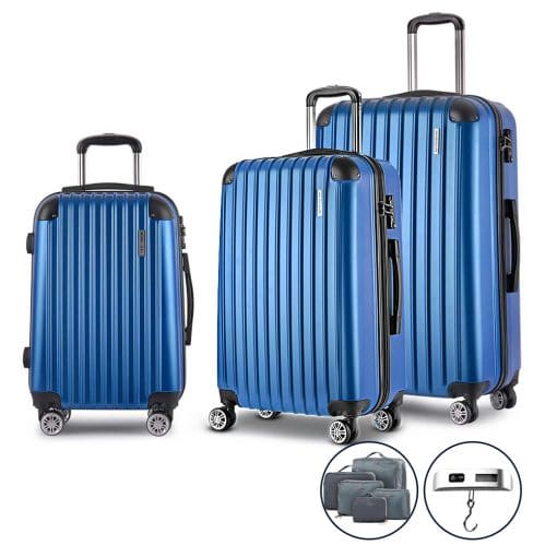Wanderlite 3 Piece Luggage Suitcase Trolley - Blue