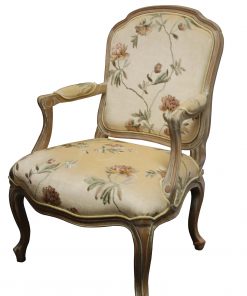 Wash White Louis XV Chair With Flower Fabric