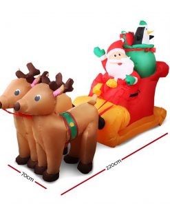 Jingle Jollys 2.2M Christmas Inflatable Santa Sleigh Ride Reindeer Deer Decor