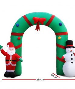Jingle Jollys 2.8M Christmas Inflatable Giant Arch Way Santa Snowman Light Decor
