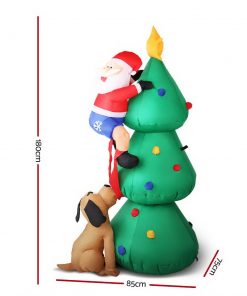 Jingle Jollys 1.8M Christmas Inflatable Santa on Tree Lights Xmas Decor Airblown