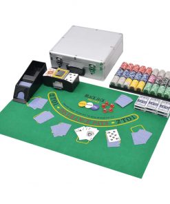 vidaXL Combine Poker/Blackjack Set with 600 Laser Chips Aluminium
