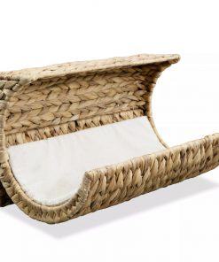 vidaXL Cat Bed with Cushion Water Hyacinth 37x20x20 cm