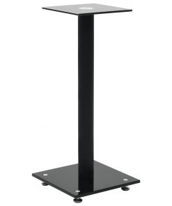 vidaXL Speaker Stands 2 pcs Tempered Glass 1 Pillar Design Black