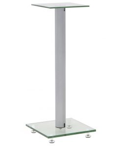 vidaXL Speaker Stands 2 pcs Tempered Glass 1 Pillar Design Silver