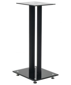 vidaXL Speaker Stands 2 pcs Tempered Glass 2 Pillars Design Black
