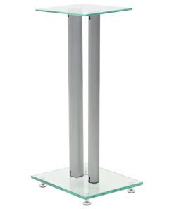 vidaXL Speaker Stands 2 pcs Tempered Glass 2 Pillars Design Silver