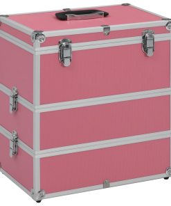 vidaXL Make-up Case 37x24x40 cm Pink Aluminium