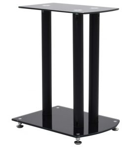 vidaXL Aluminum Speaker Stands 2 pcs Black Safety Glass