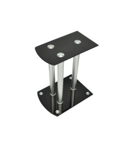 Aluminum Speaker Stands Black Glass 2pcs