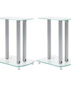 Aluminum Speaker Stands Transparent Safety Glass 2pcs