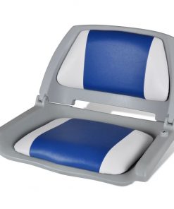 Boat Seat Foldable Backrest With Blue-white Pillow 41 x 51 x 48 cm