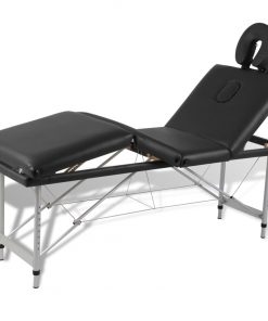 Black Foldable Massage Table 4 Zones with Aluminium Frame