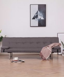 vidaXL Sofa Bed with Two Pillows Taupe Polyester