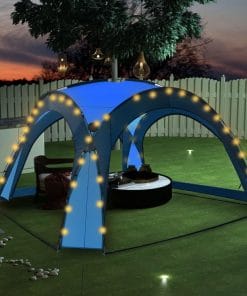 vidaXL Party Tent with LED and 4 Sidewalls 3.6×3.6×2.3 m Blue