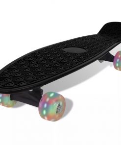 Black Retro Skateboard with LED Wheels