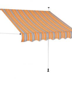 vidaXL Manual Retractable Awning 200 cm Yellow and Blue Stripes