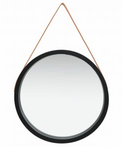 vidaXL Wall Mirror with Strap 60 cm Black