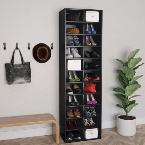 vidaXL Shoe Cabinet Black 54x34x183 cm Chipboard