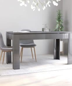 vidaXL Dining Table High Gloss Grey 140x70x76 cm Chipboard