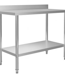 vidaXL Kitchen Work Table with Backsplash 120x60x93 cm Stainless Steel