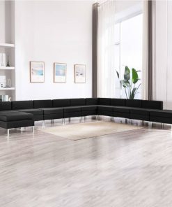 vidaXL 11 Piece Sofa Set Fabric Black