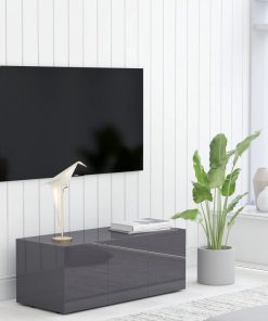 vidaXL TV Cabinet High Gloss Grey 80x34x30 cm Chipboard